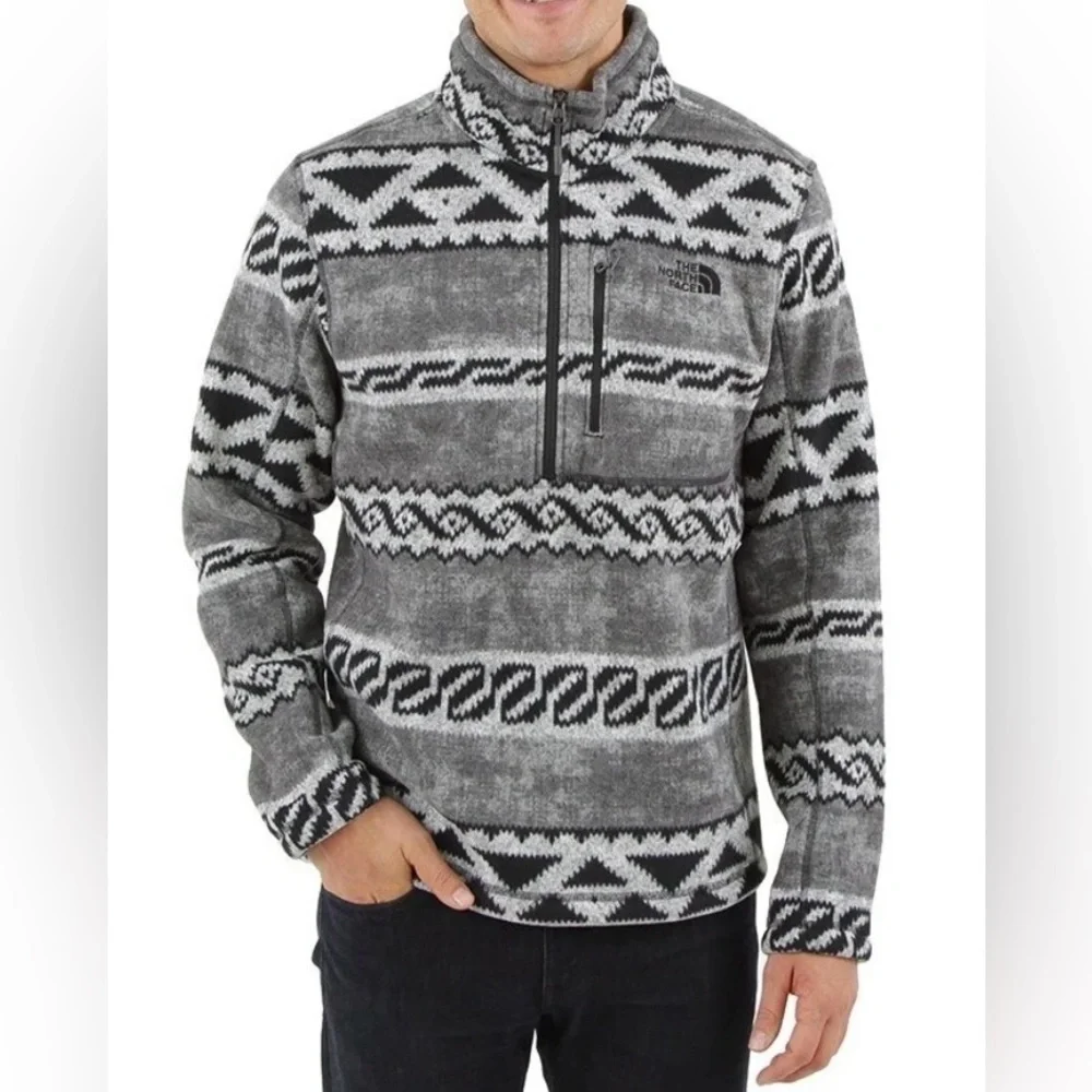 The North Face Gordon Lyons 1/4 Zip Gray Aztec Pullover Men’s Size Small Outdoor